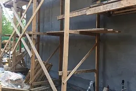 Коттедж. Штукатурка стен фасада. КП Грибки 2