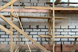 Коттедж. Штукатурка стен фасада. КП Грибки 2