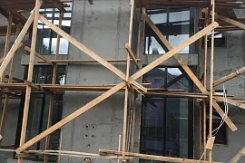 Коттедж. Штукатурка стен фасада. КП Грибки 2